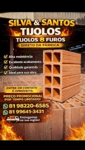 Tijolos de 8 furos Direto da Fábrica 
