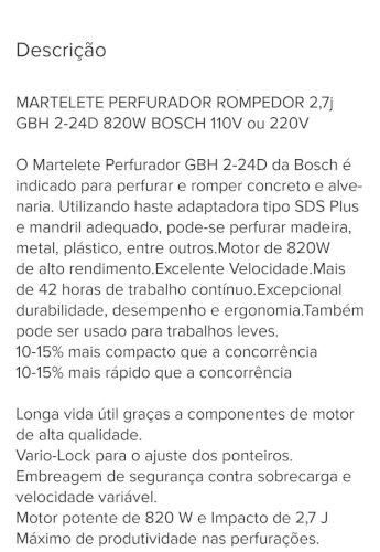 Martelete Bosh GBH 2-24D 220v